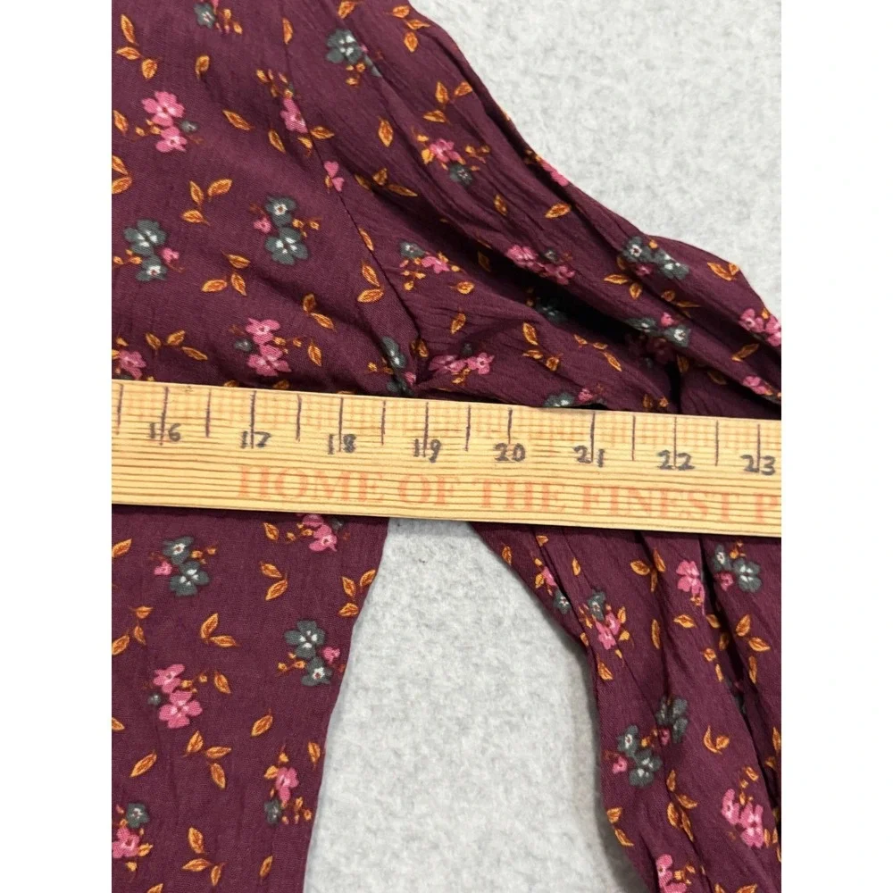 Matilda Jane Dress Womens XS Purple Floral‎ V Neck Tassel Boho Shift 3/4 Sleeve